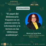 "El papel del Bibliotecario Vaquero es un puente entre la información y la lectura en las bibliotecas académicas"📚. -Myrna Lee Torres Pérez  #MomentosDelColoquio #ColoquioBiblio #ModoColoquio #FIL36 #SomosLectores